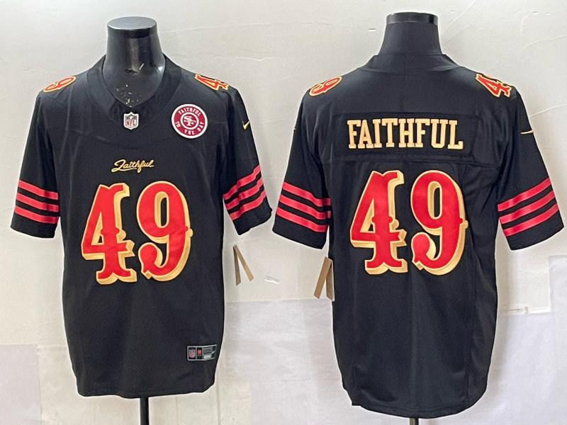 Men San Francisco 49ers #49 Faithful black 2025 Nike NFL Jersey 008